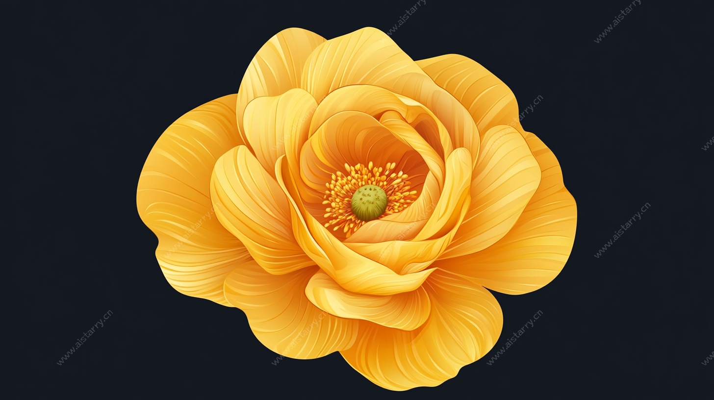 黄色立体花朵插画