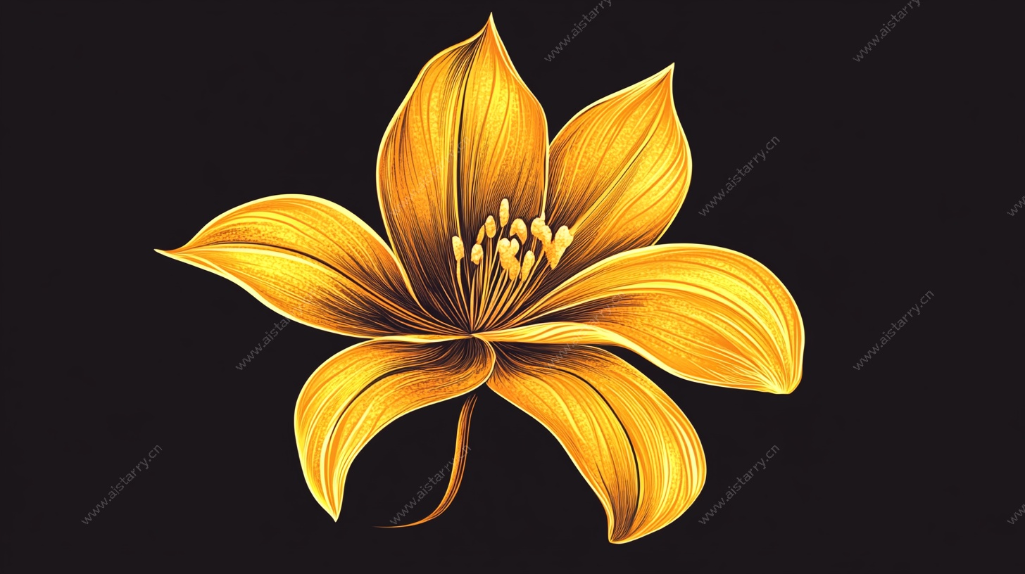 金色绽放花朵插画