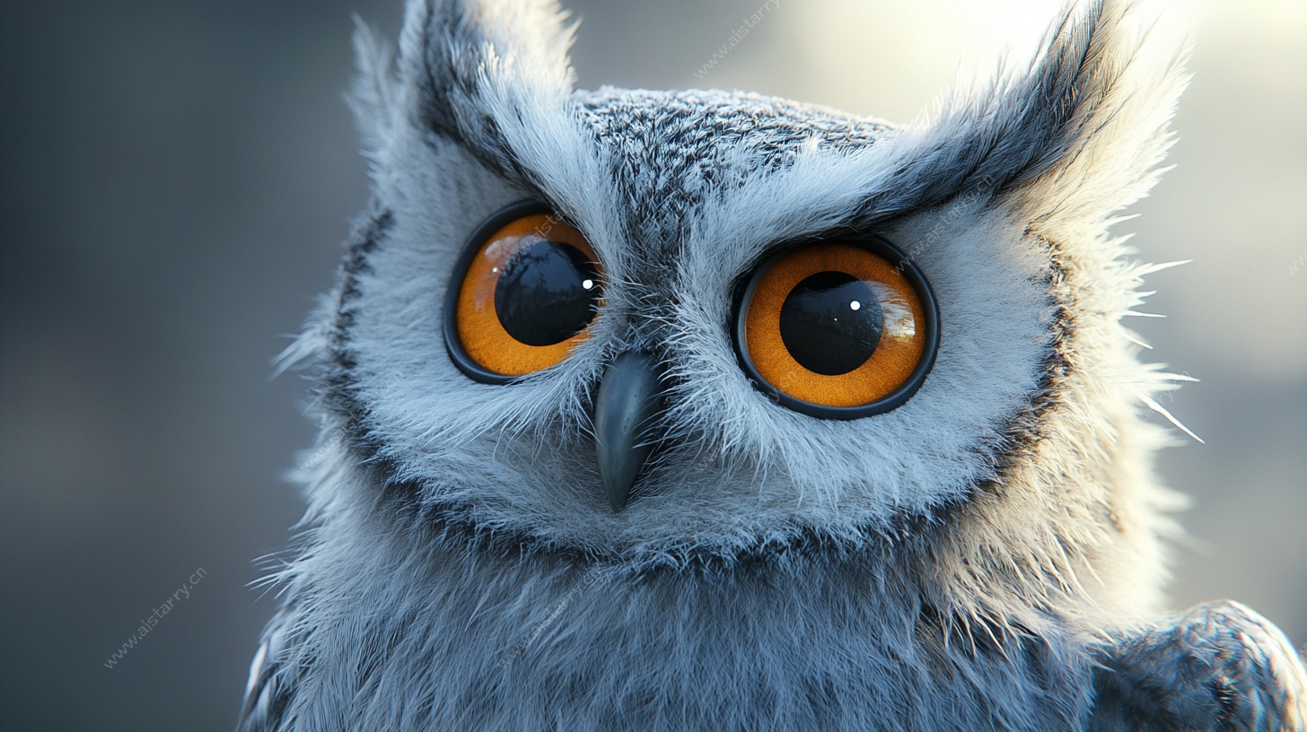 呆萌大眼猫头鹰特写