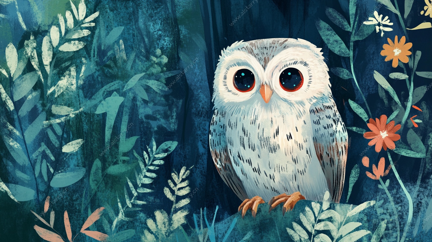 森林中的萌趣猫头鹰