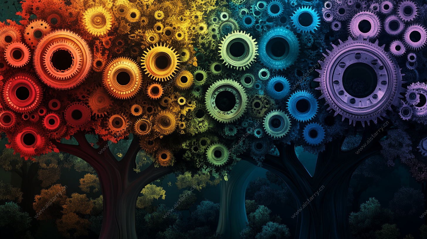 多彩齿轮树奇幻景观