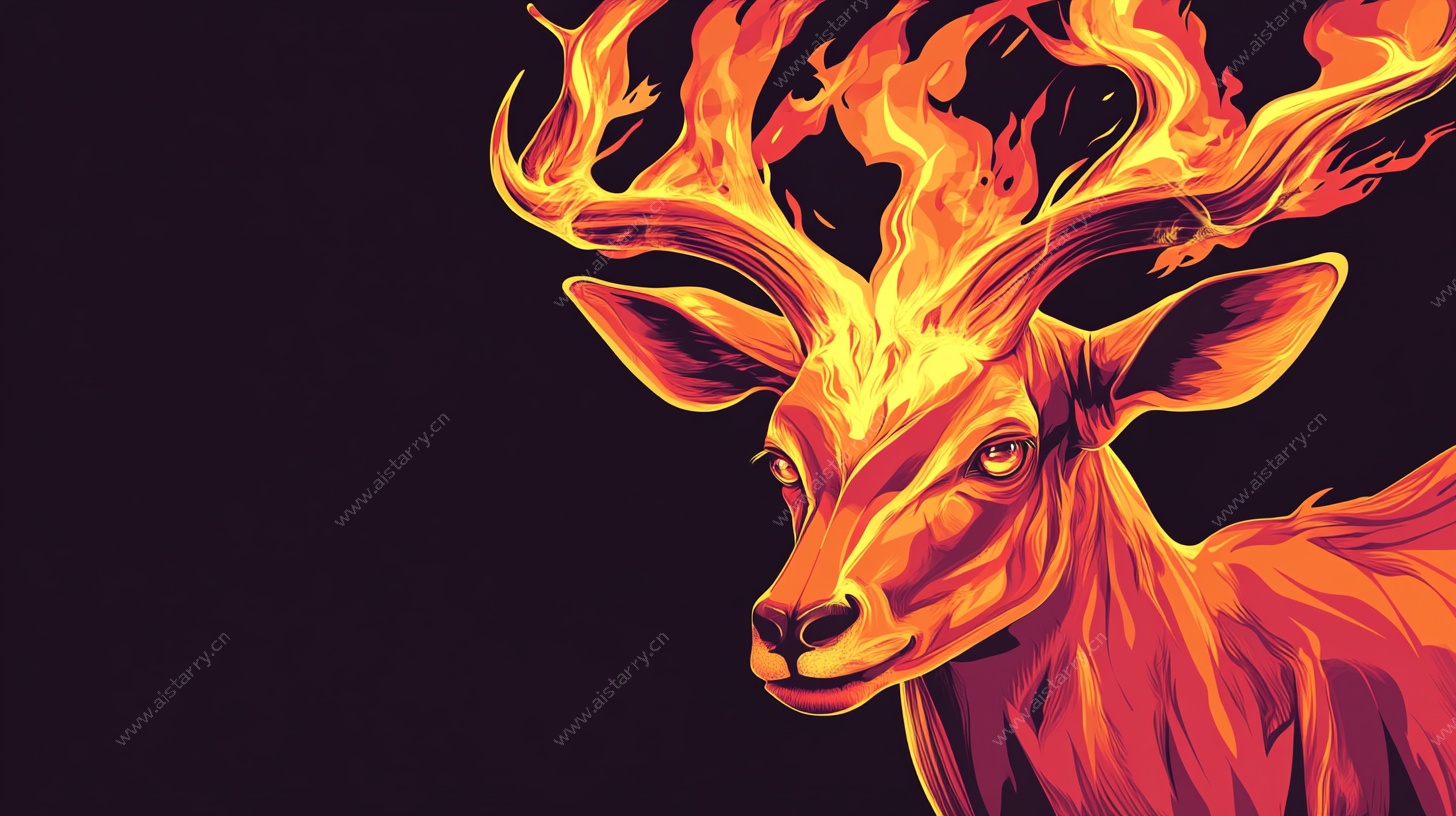 火焰麋鹿插画