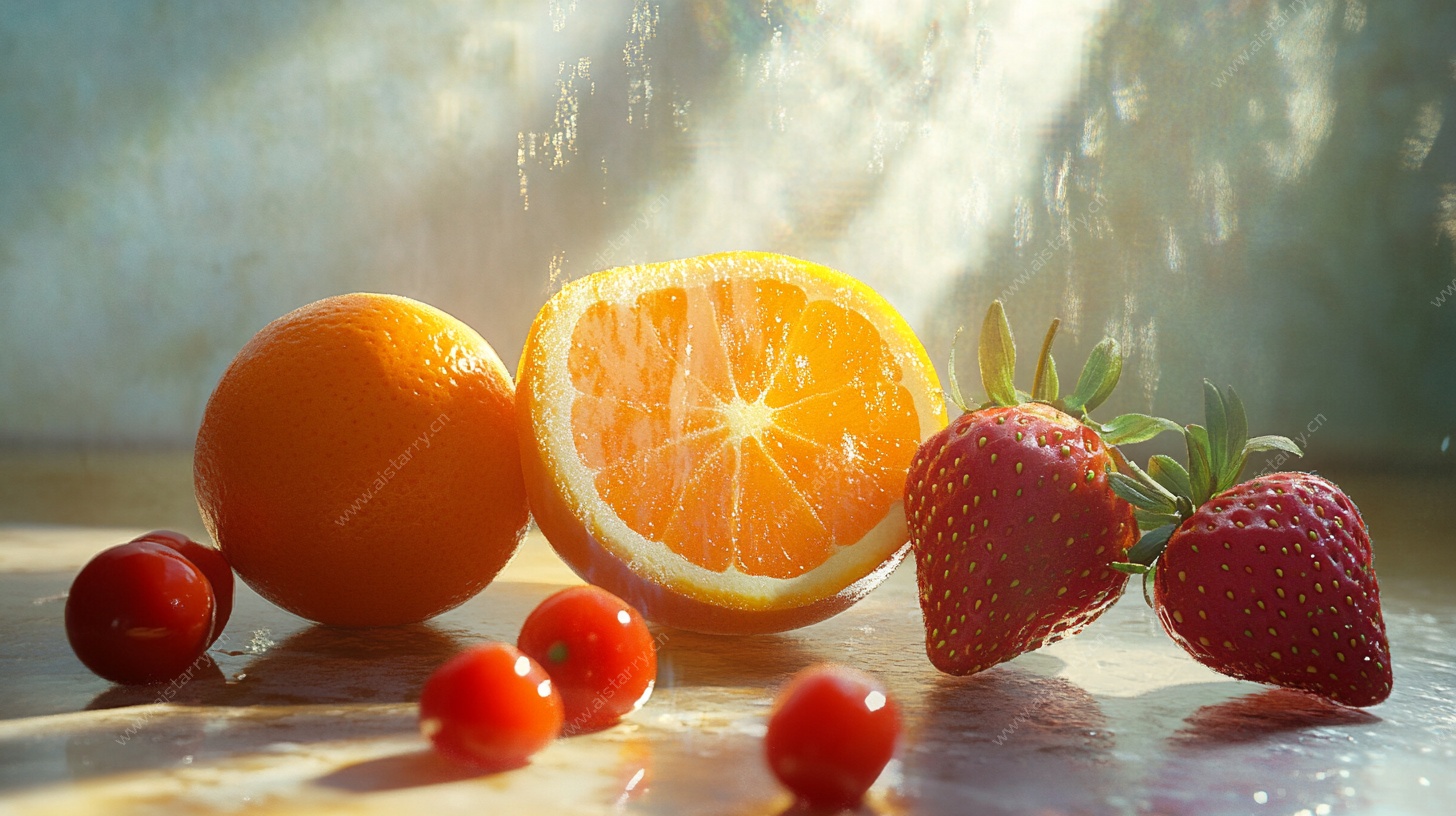 阳光下的缤纷水果组合