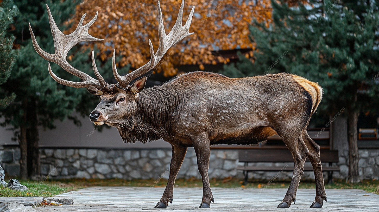 漫步的雄伟麋鹿