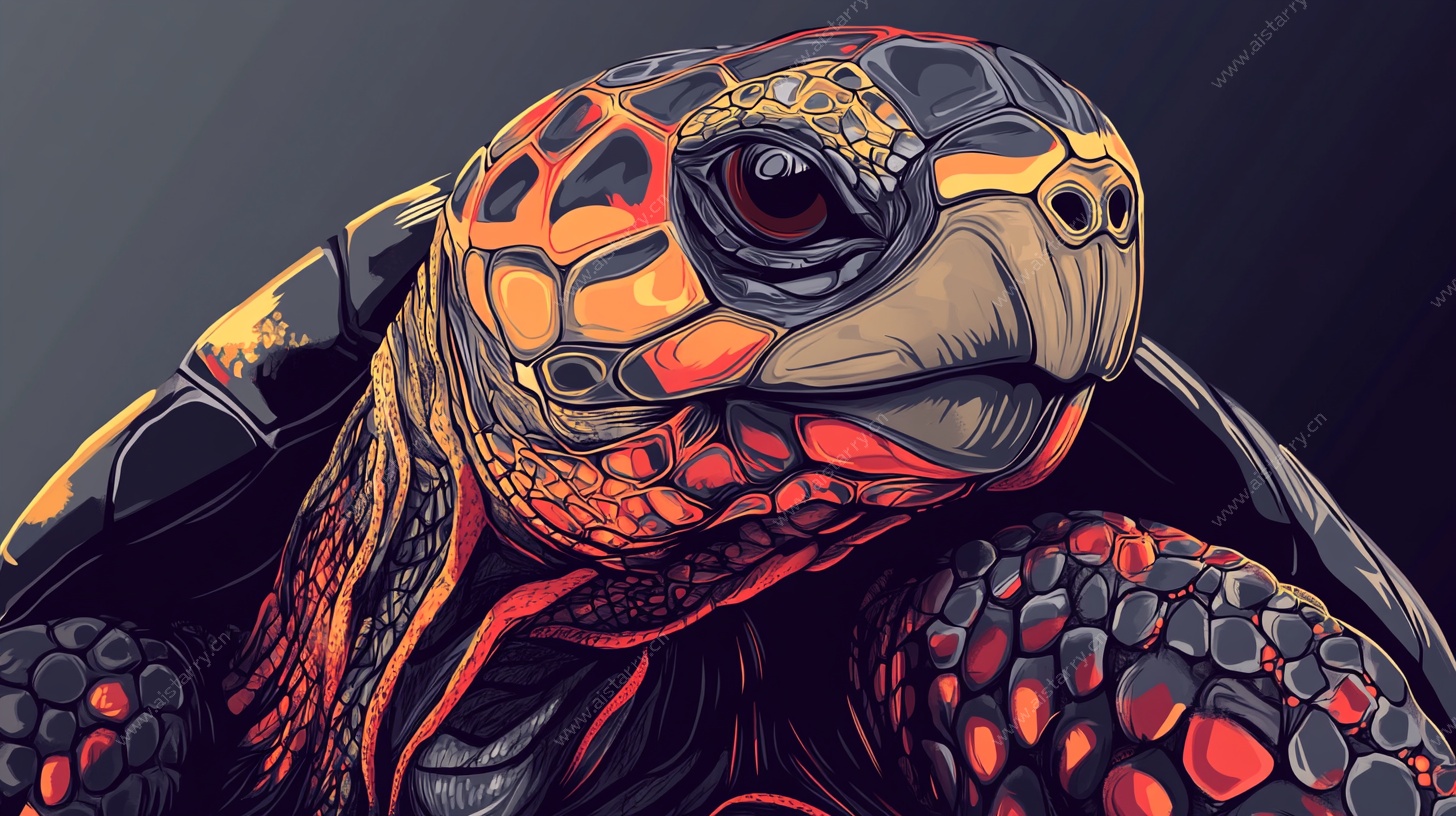 炫彩几何风乌龟插画