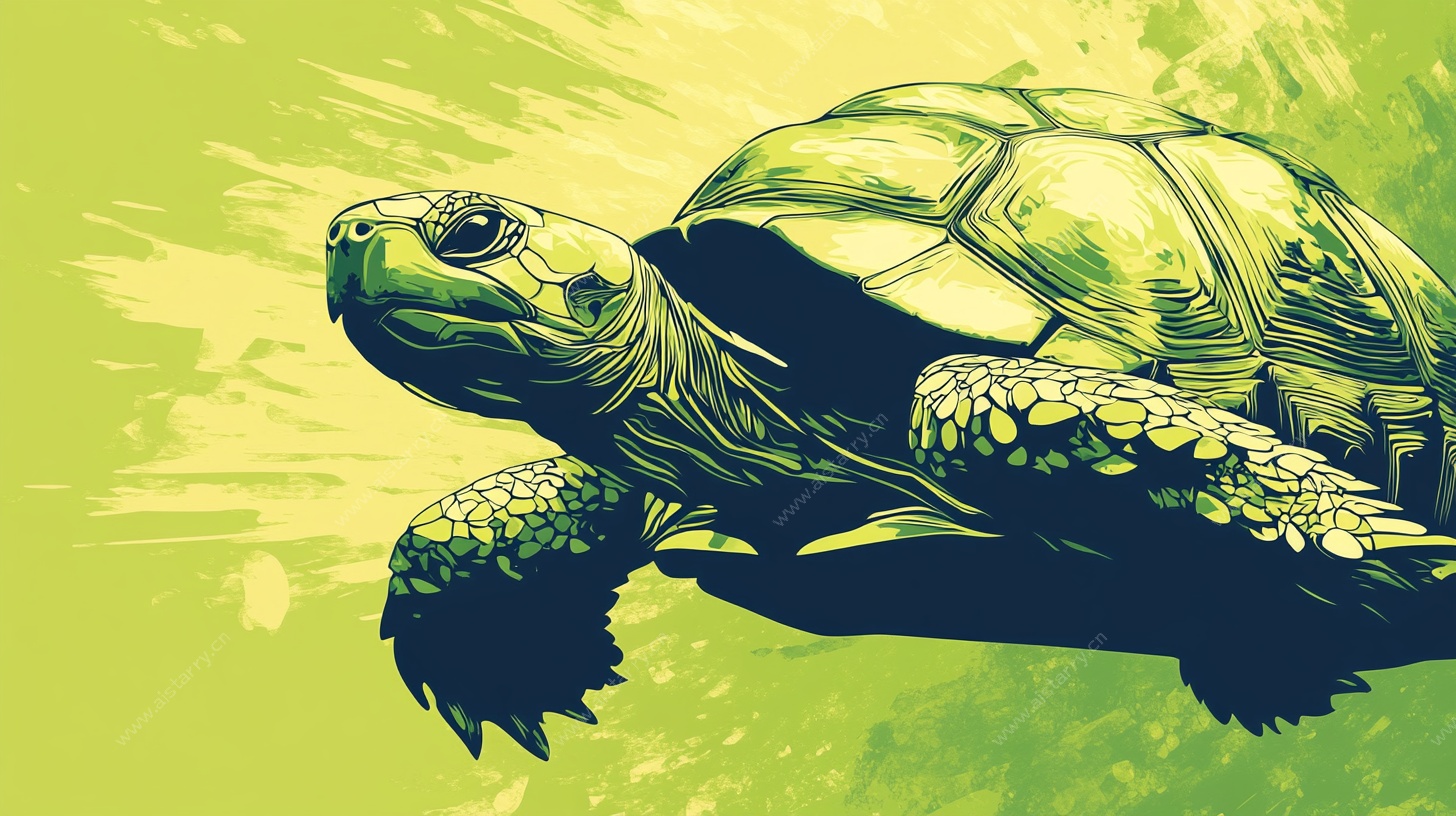 绿海龟插画 灵动自然之美