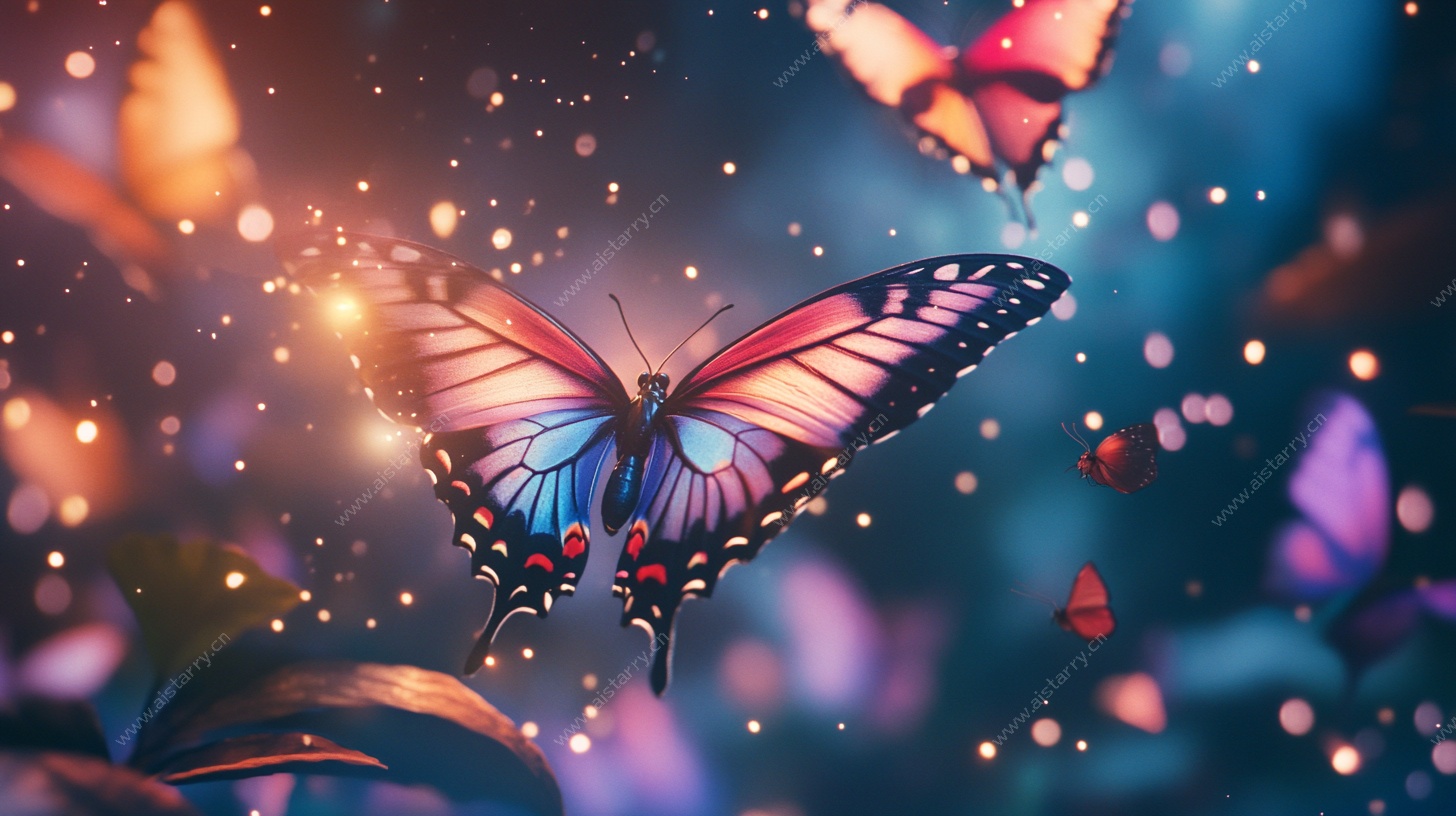 梦幻蝴蝶于星芒中飞舞