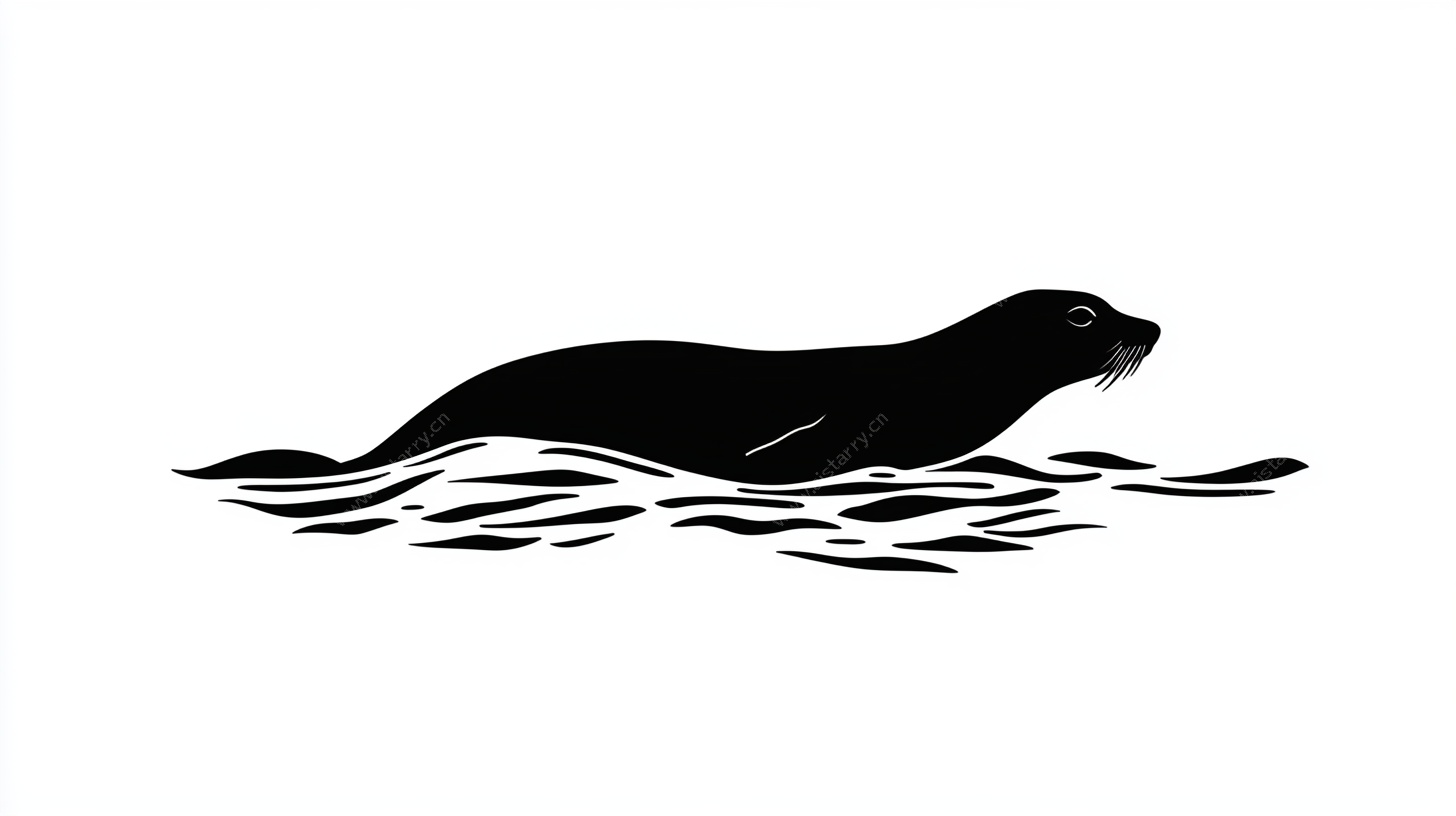 游泳的海豹剪影