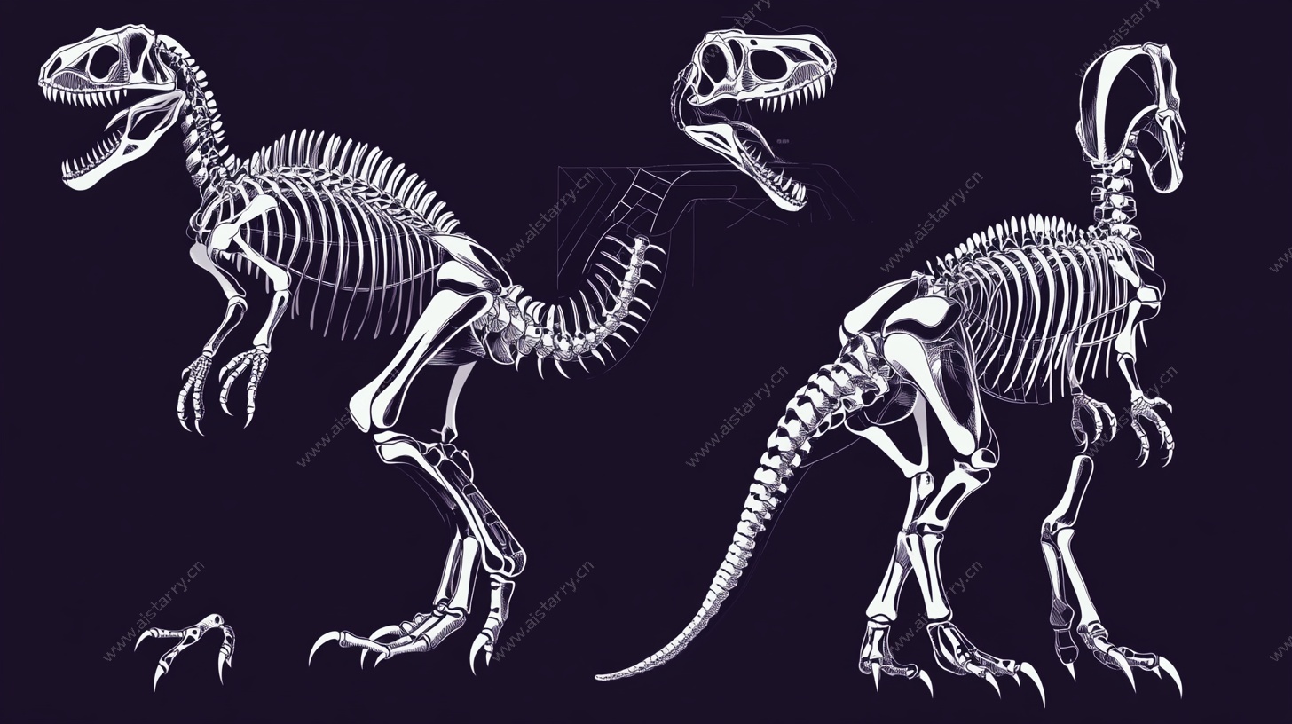 恐龙骨架艺术插画