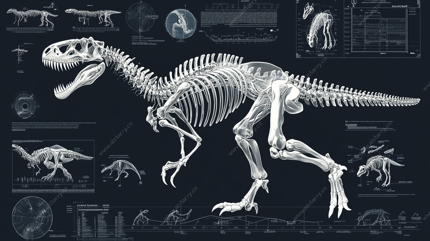 霸王龙骨骼结构解剖图