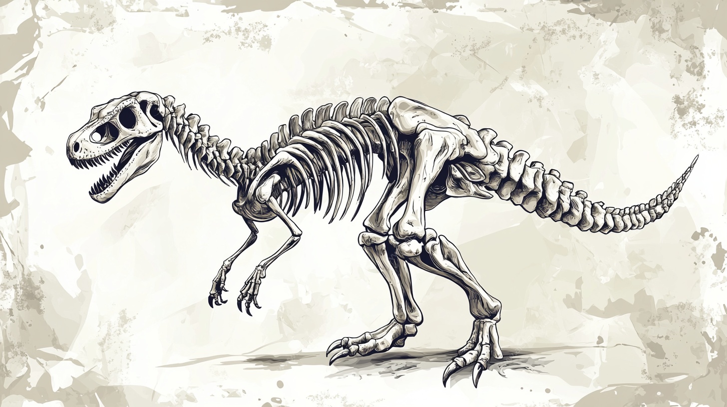 恐龙骨架素描图