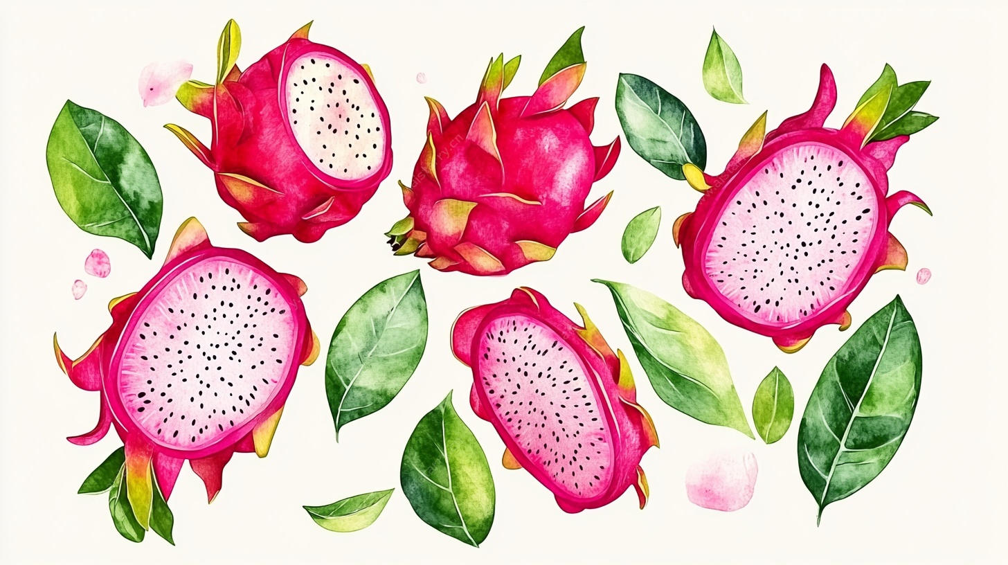 水彩火龙果插画