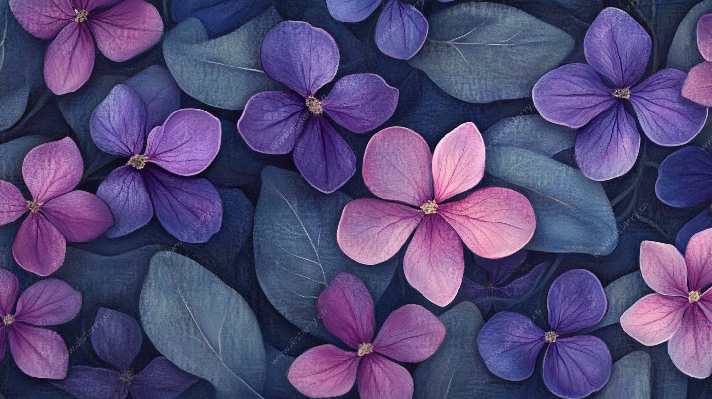 紫色花卉叶背景图案