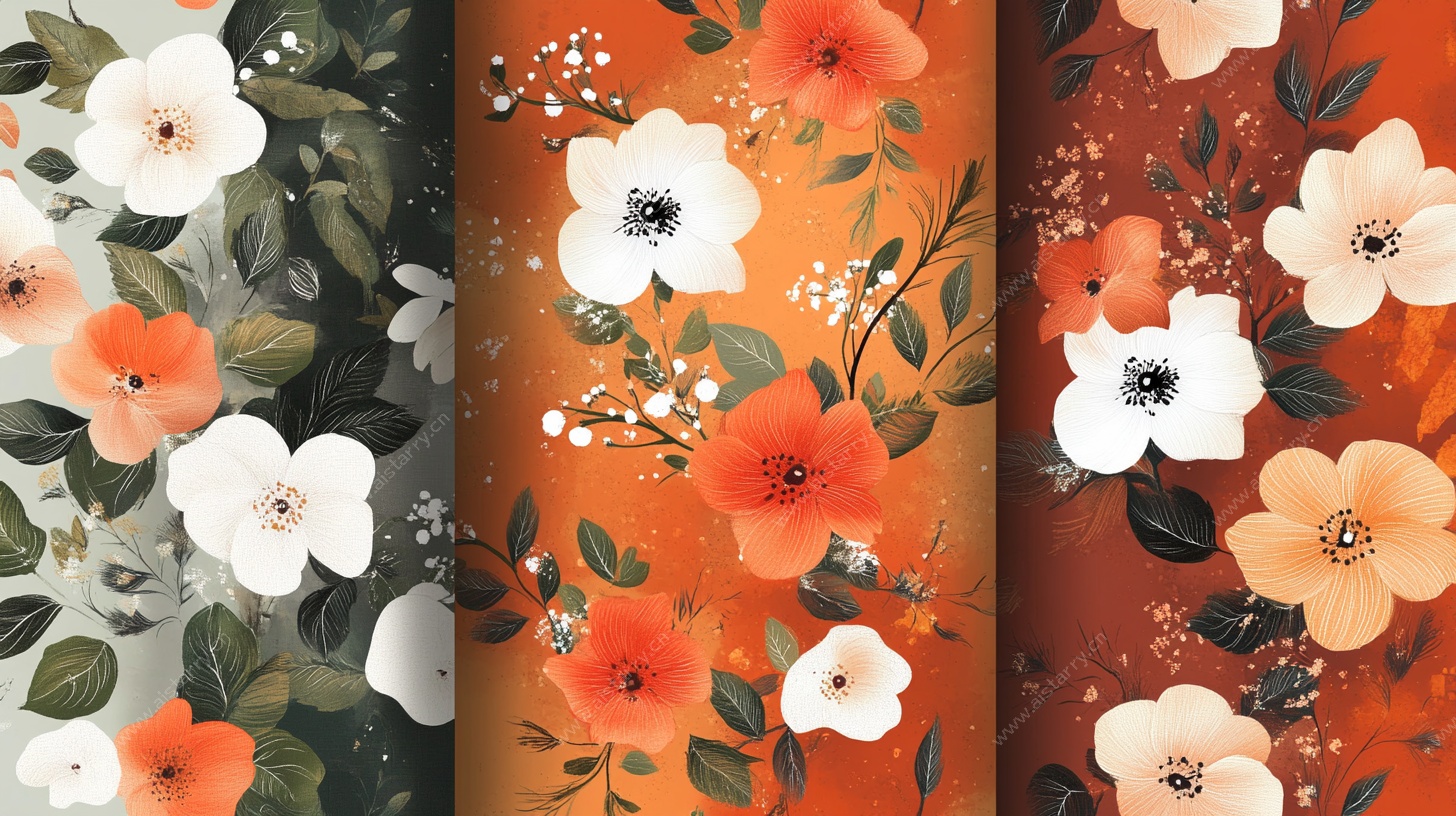 复古花卉图案背景集合