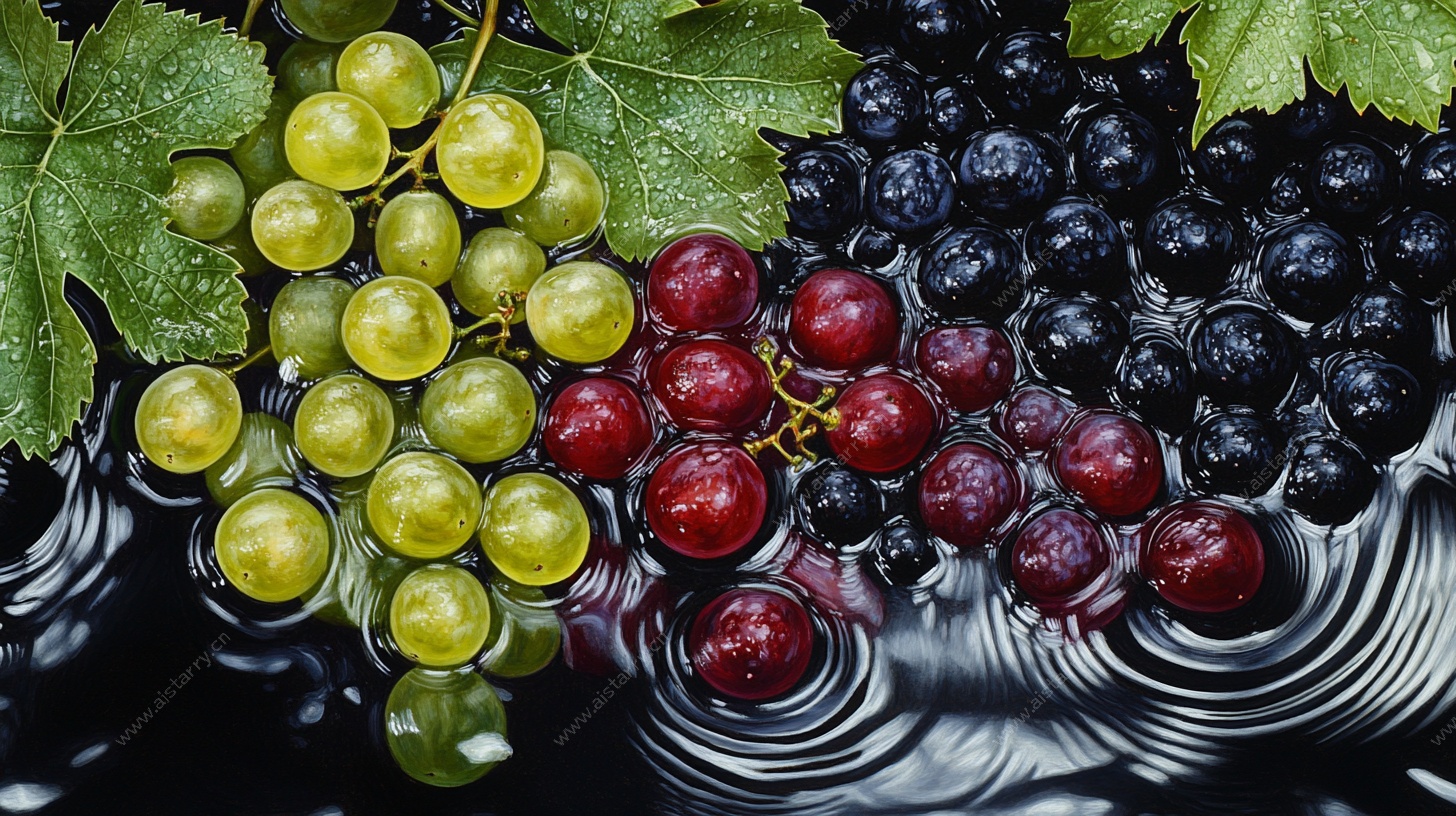 水中多彩葡萄图