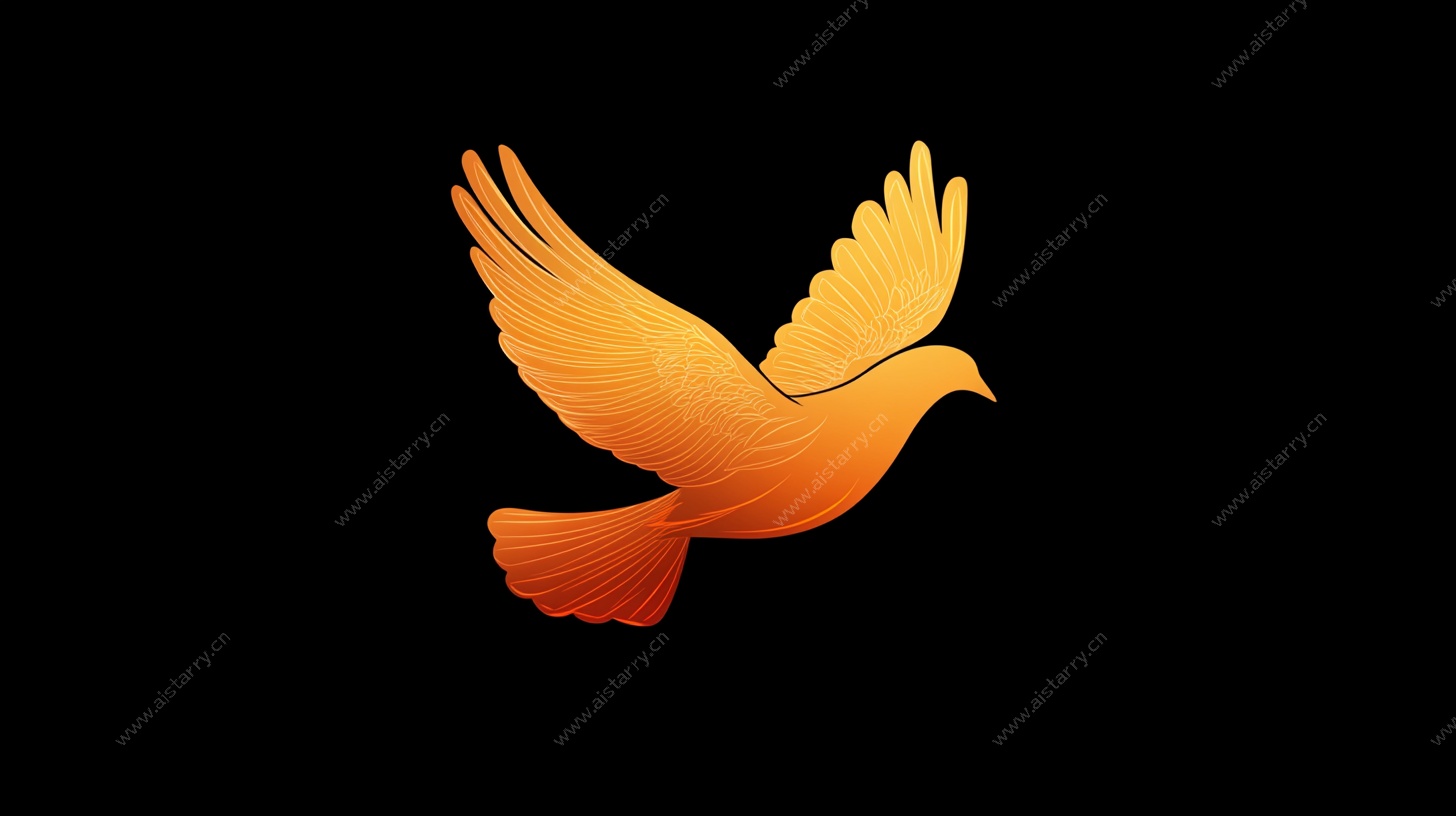 飞翔的橙色和平鸽