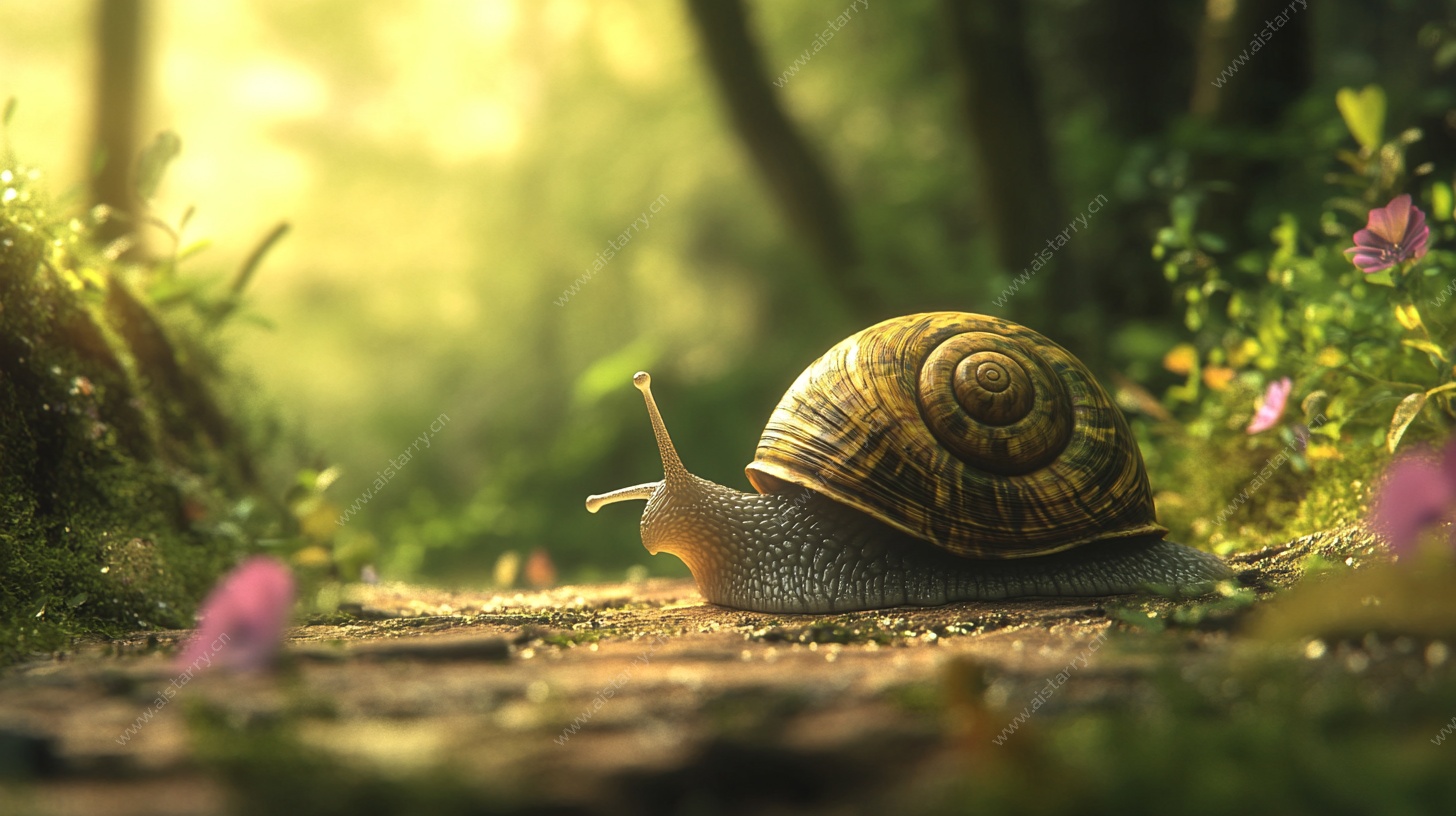 森林中的蜗牛漫步