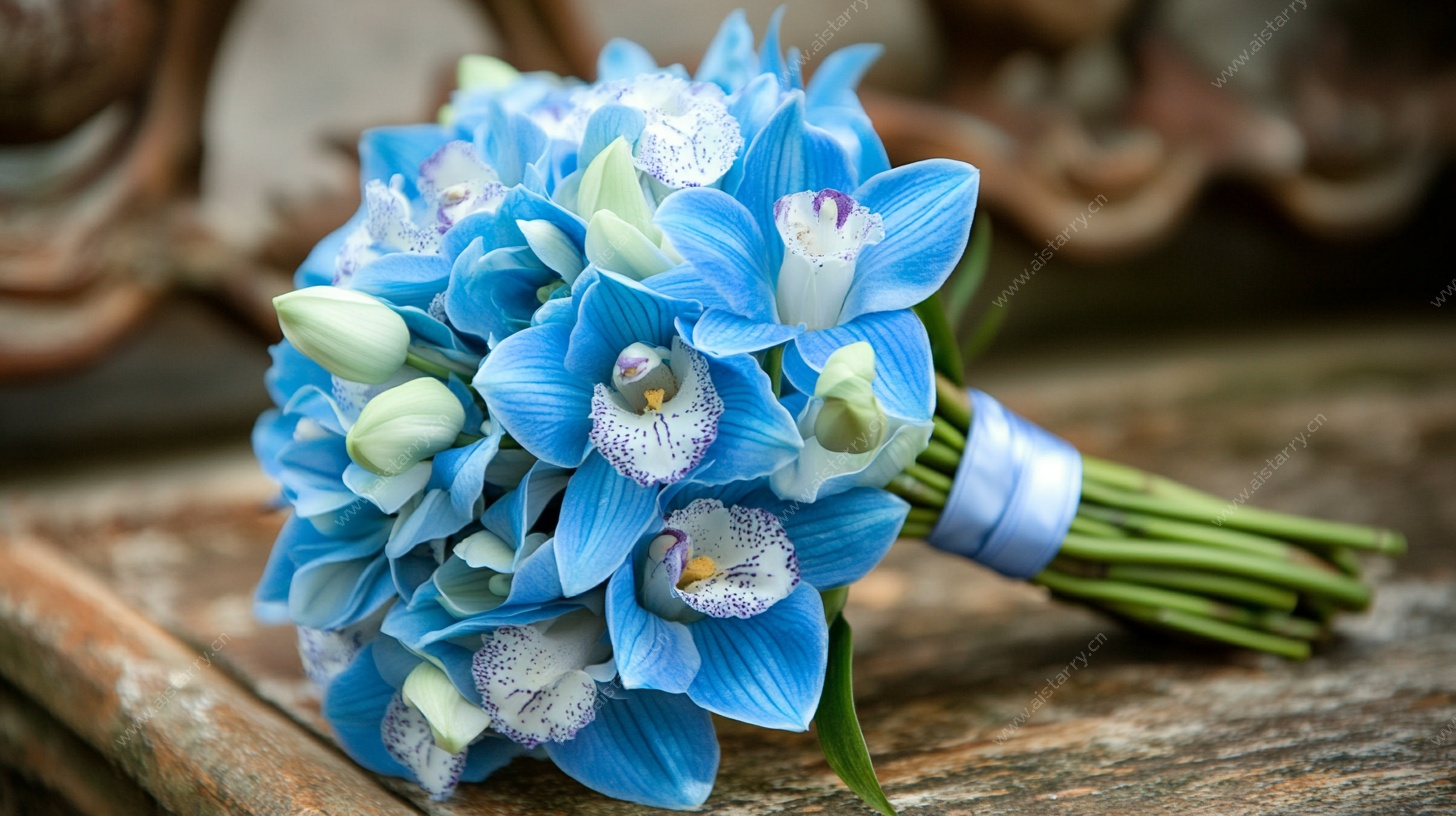 蓝色优雅兰花花束