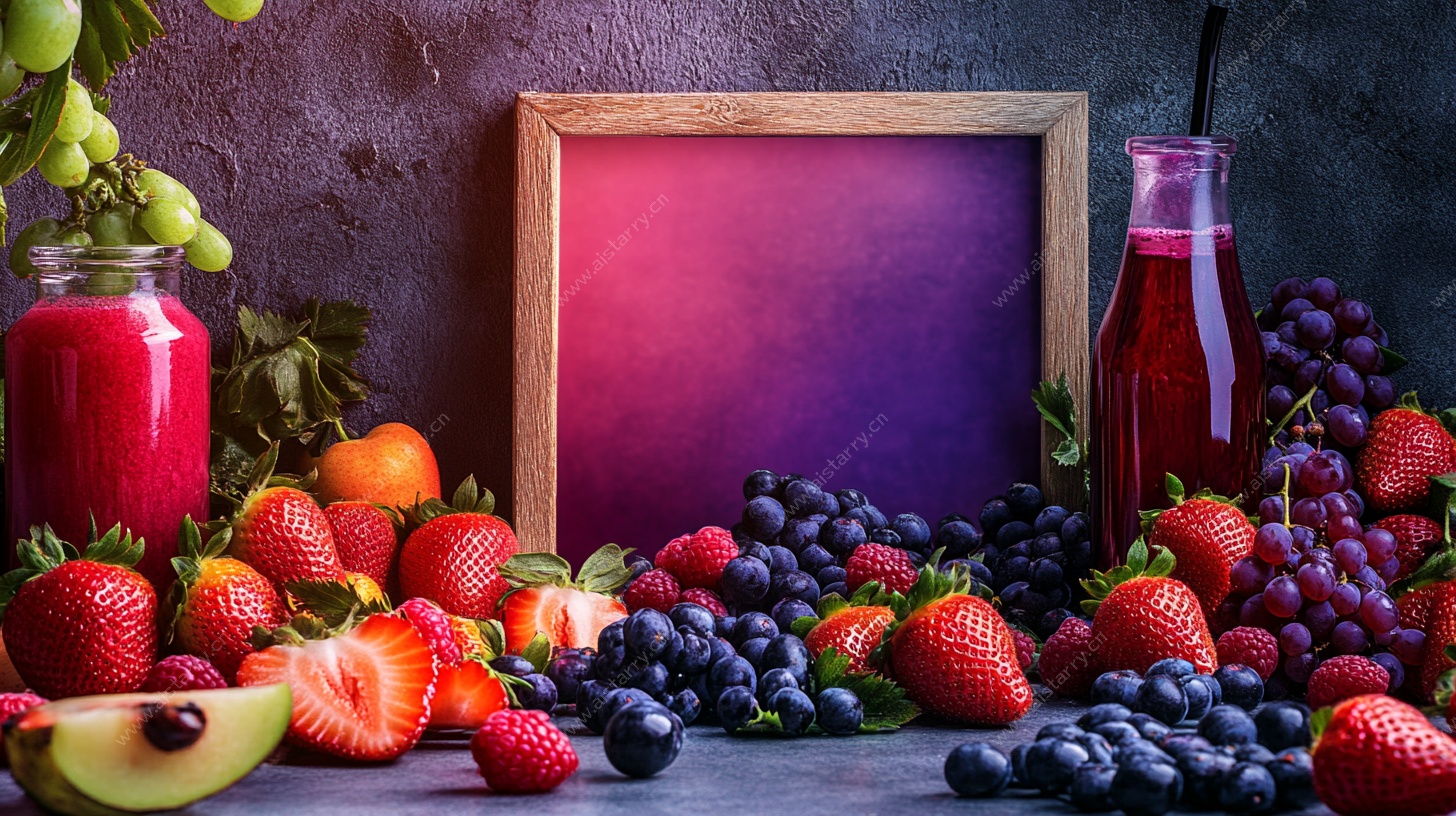缤纷鲜果与饮品静物组合