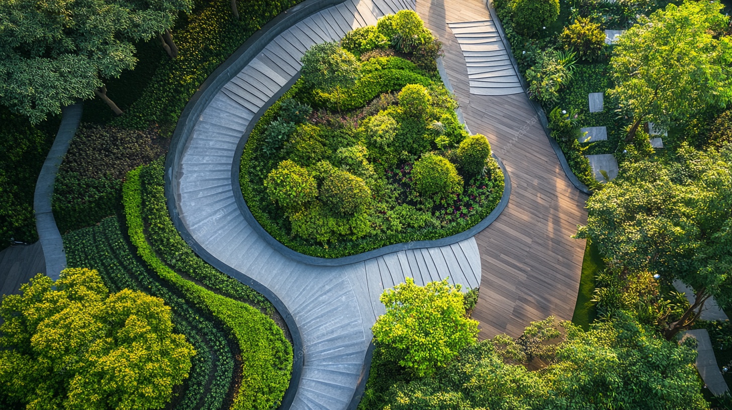 空中俯瞰精致园林景观