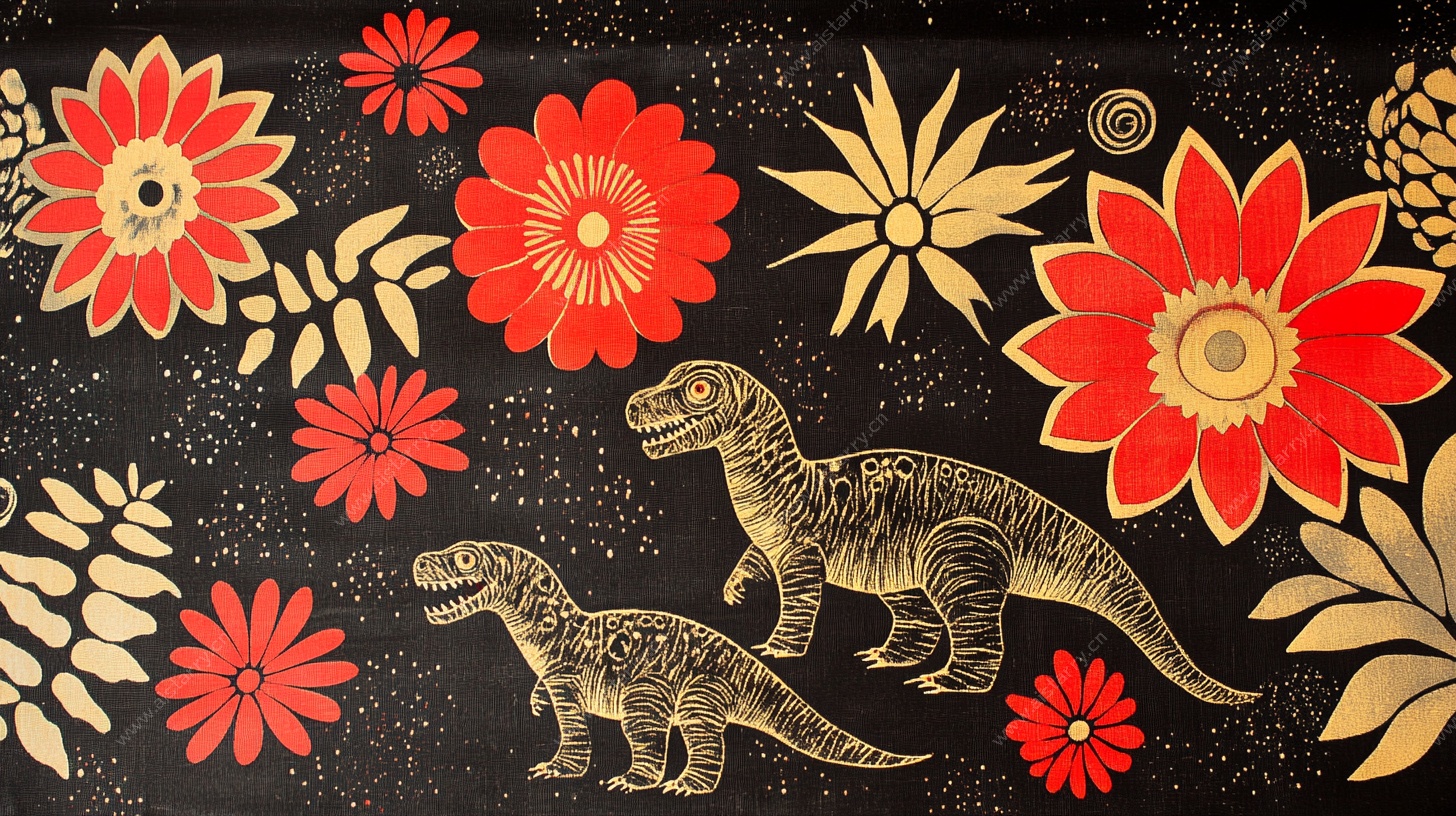 花卉恐龙图案装饰画