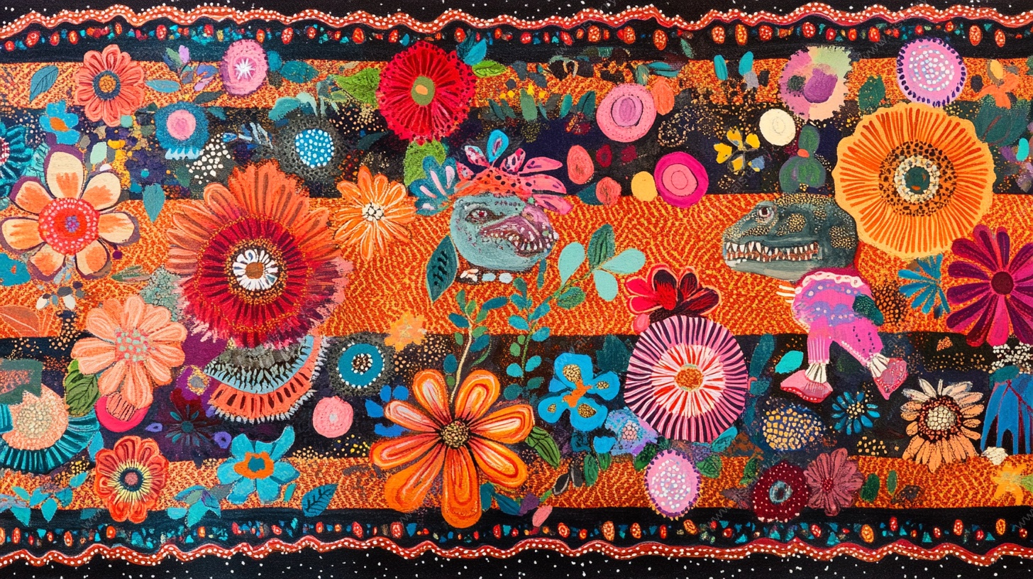 多彩花卉图案织物