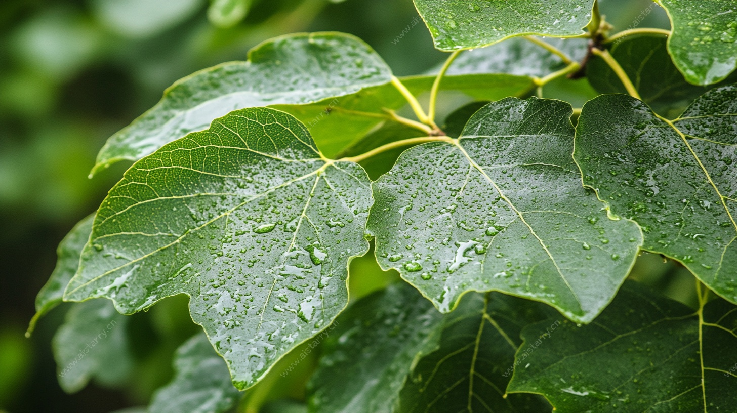 雨后绿叶特写