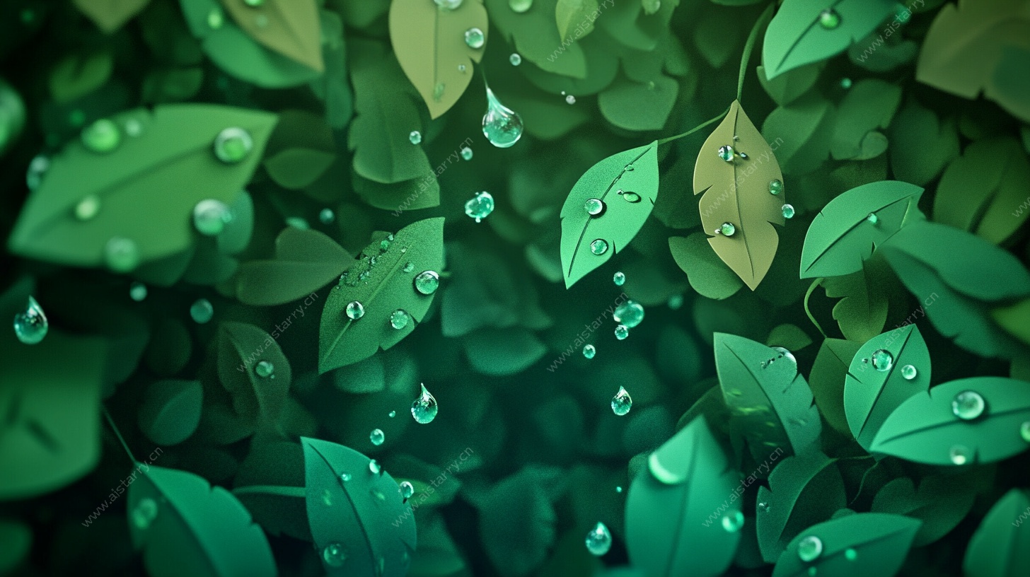 绿叶上的晶莹水珠