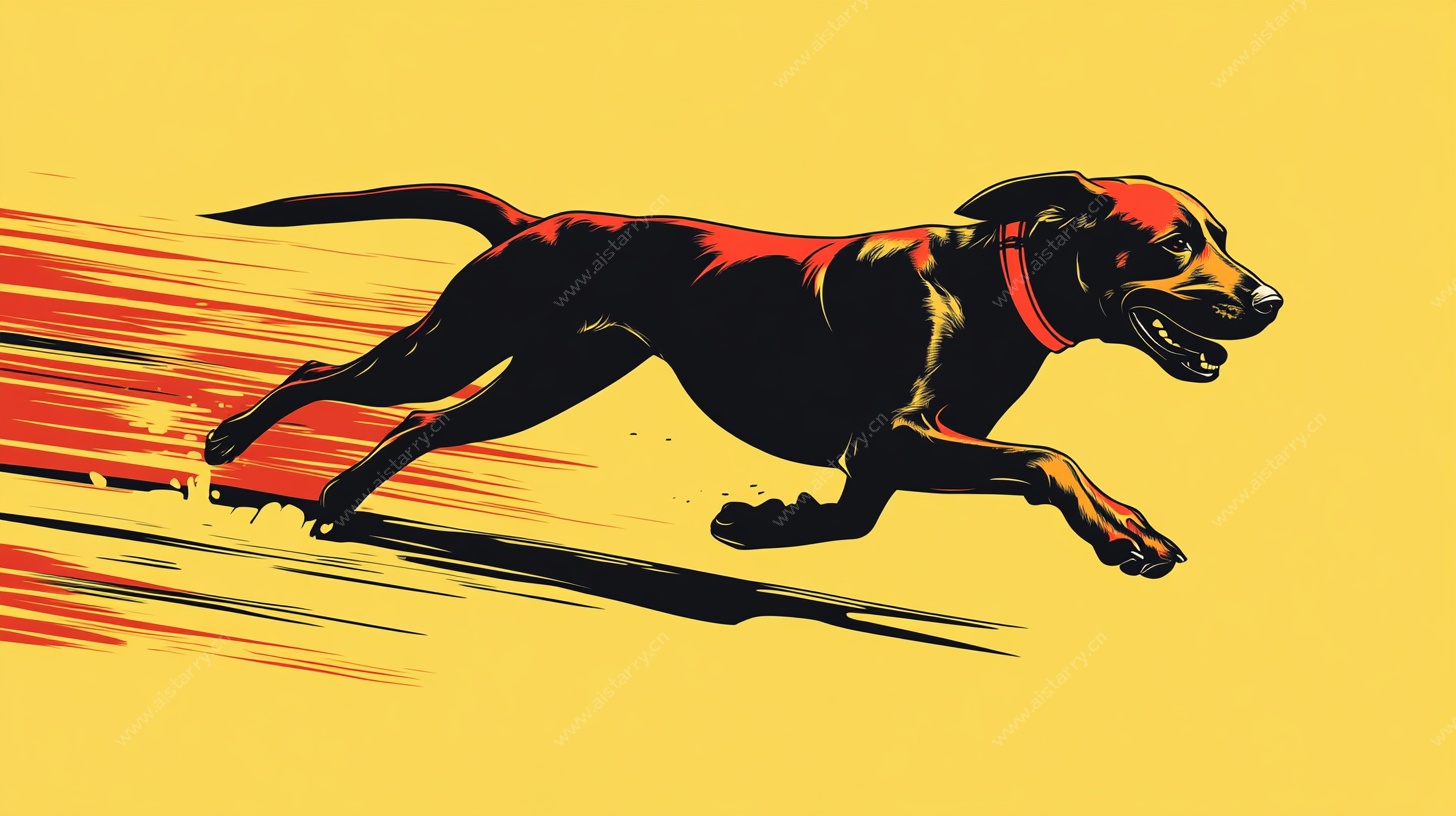 奔跑的动感猎犬插画