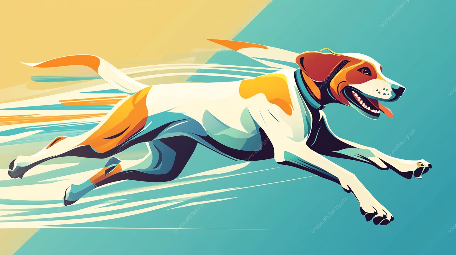奔跑的活力猎犬插画