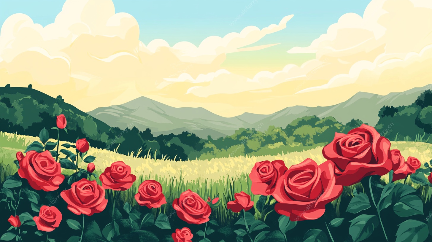 田园玫瑰风景图