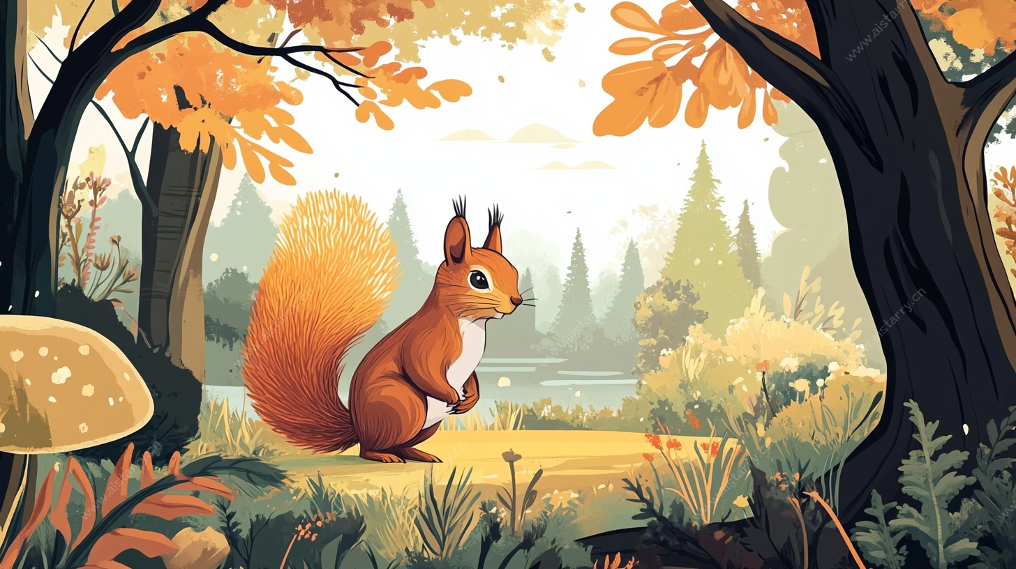 秋日松鼠的森林奇遇