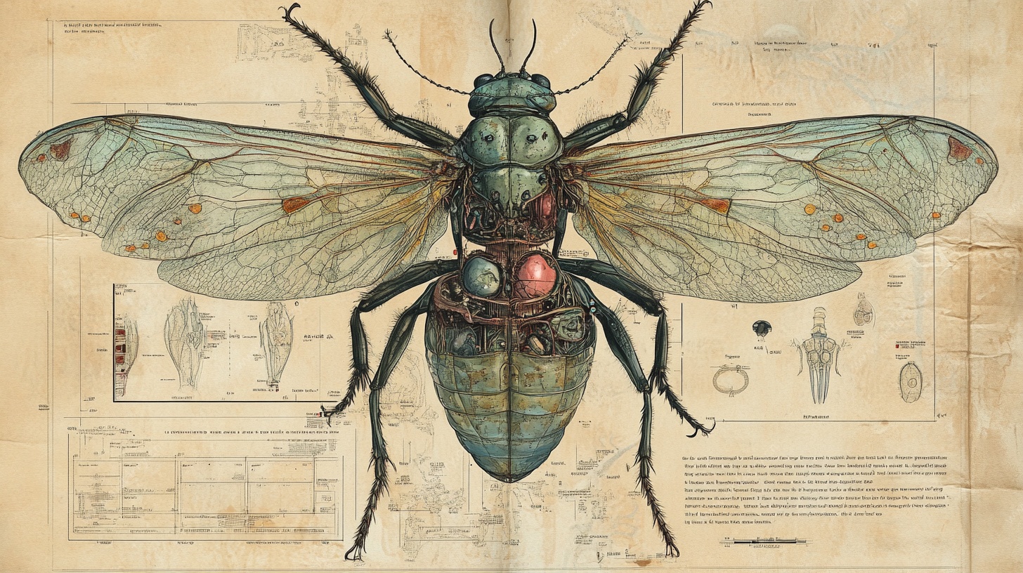 复古风昆虫插画艺术作品