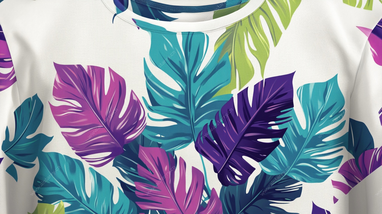 热带叶印花T恤图案