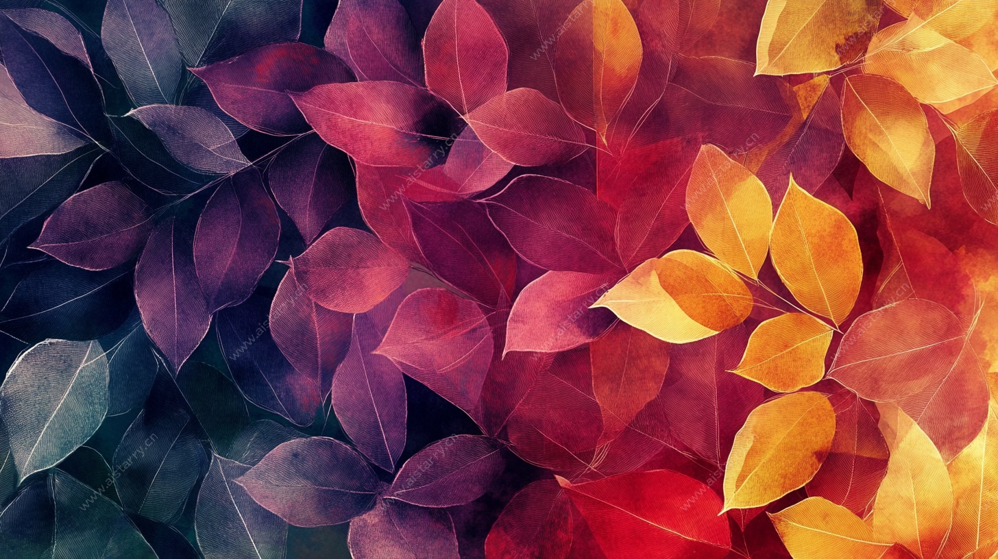 多彩秋叶梦幻背景图