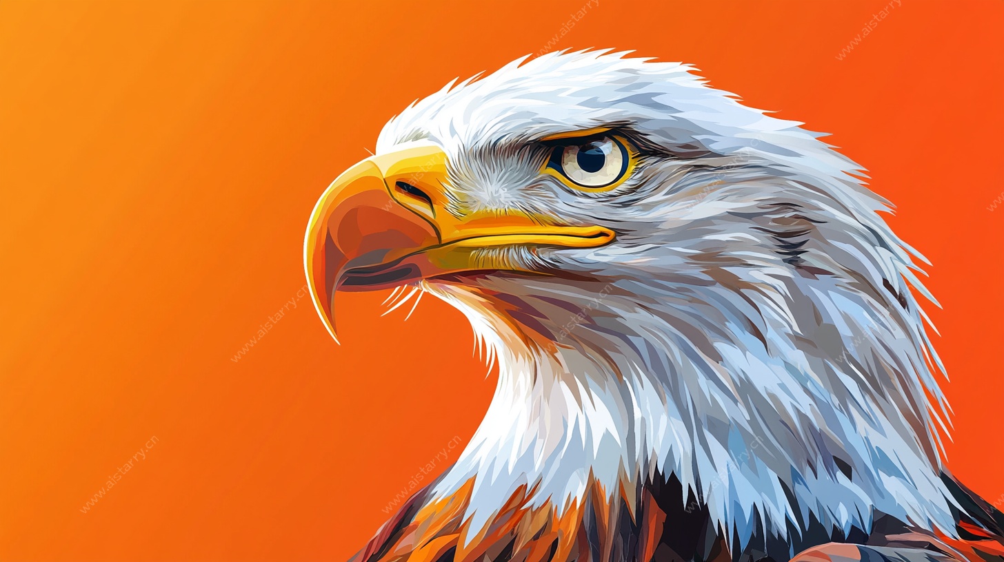 白头海雕特写肖像画