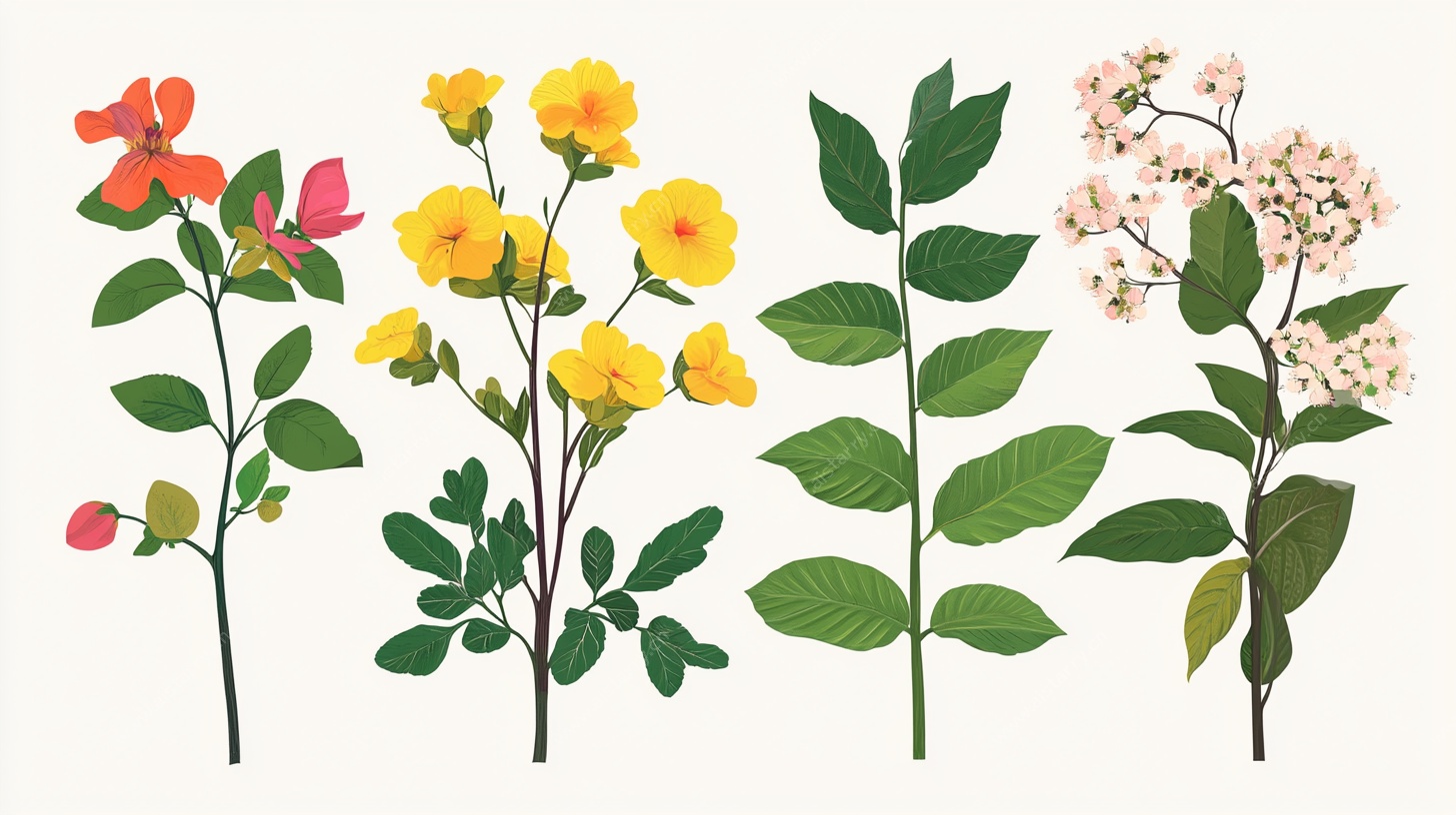 多样花卉植物插画展示