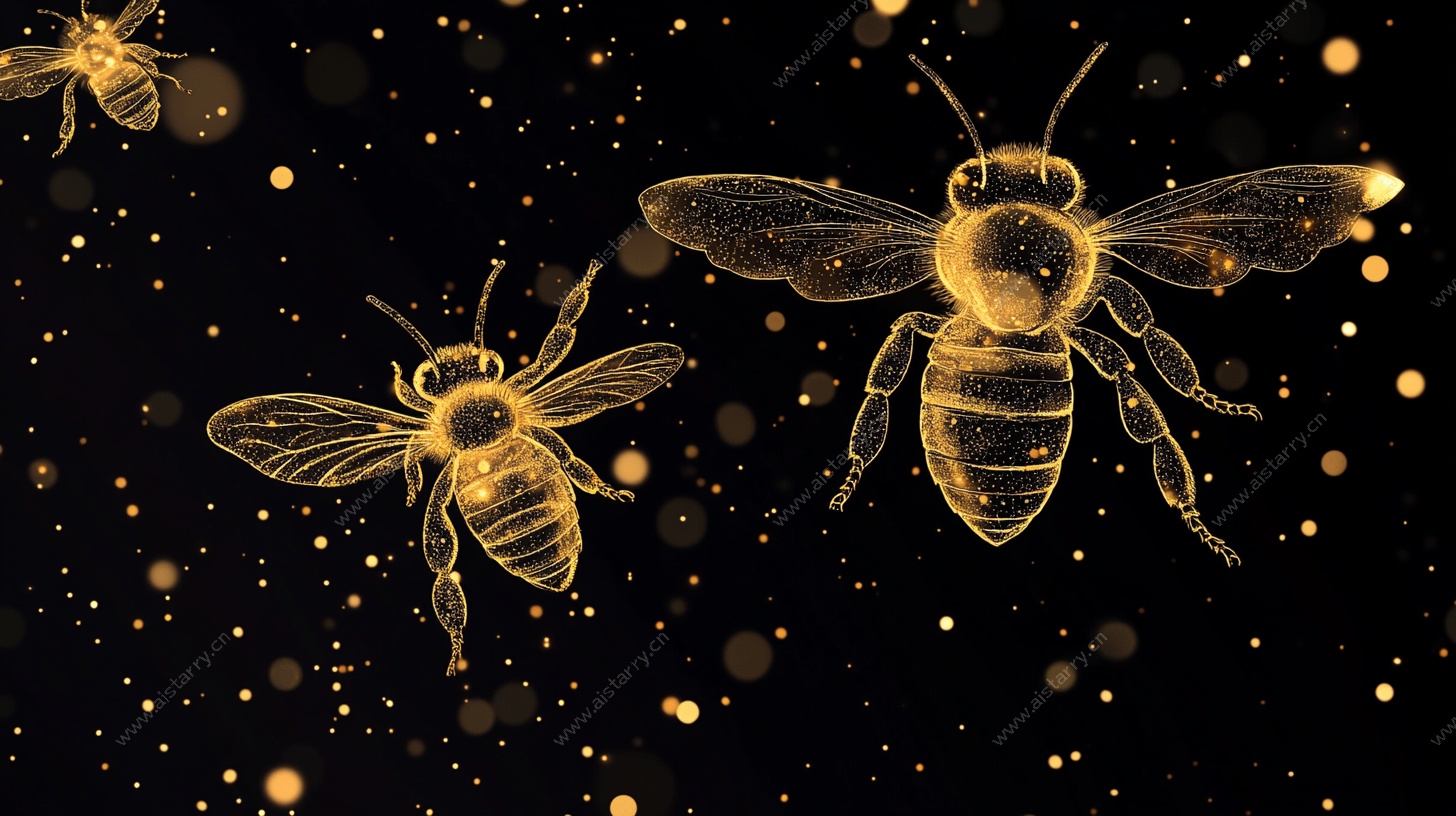 金色蜜蜂星空插画