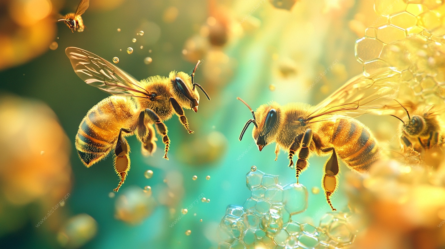 飞舞的蜜蜂微观奇幻景象