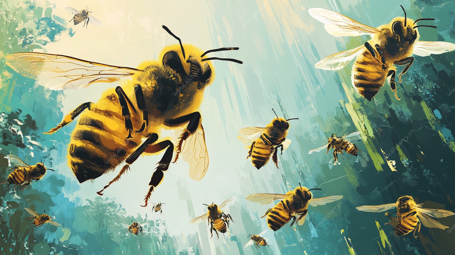 群蜂飞舞插画