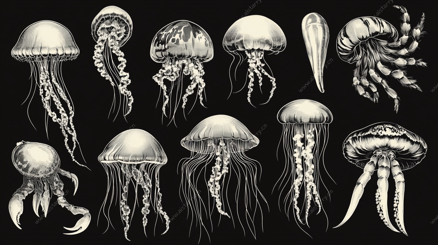 手绘水母插画集合