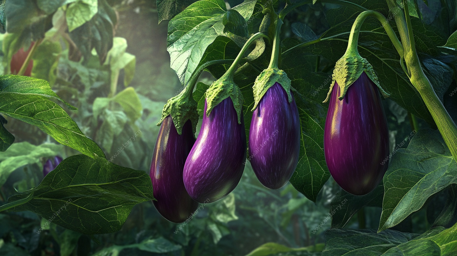 挂在枝头的紫茄子