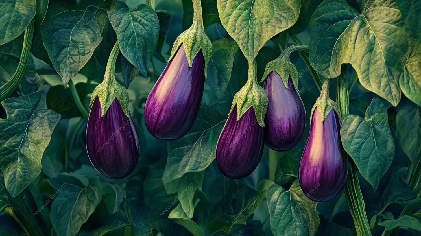 挂在枝头的紫茄子