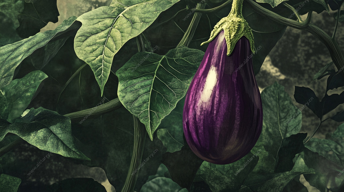 挂在藤蔓上的紫茄子