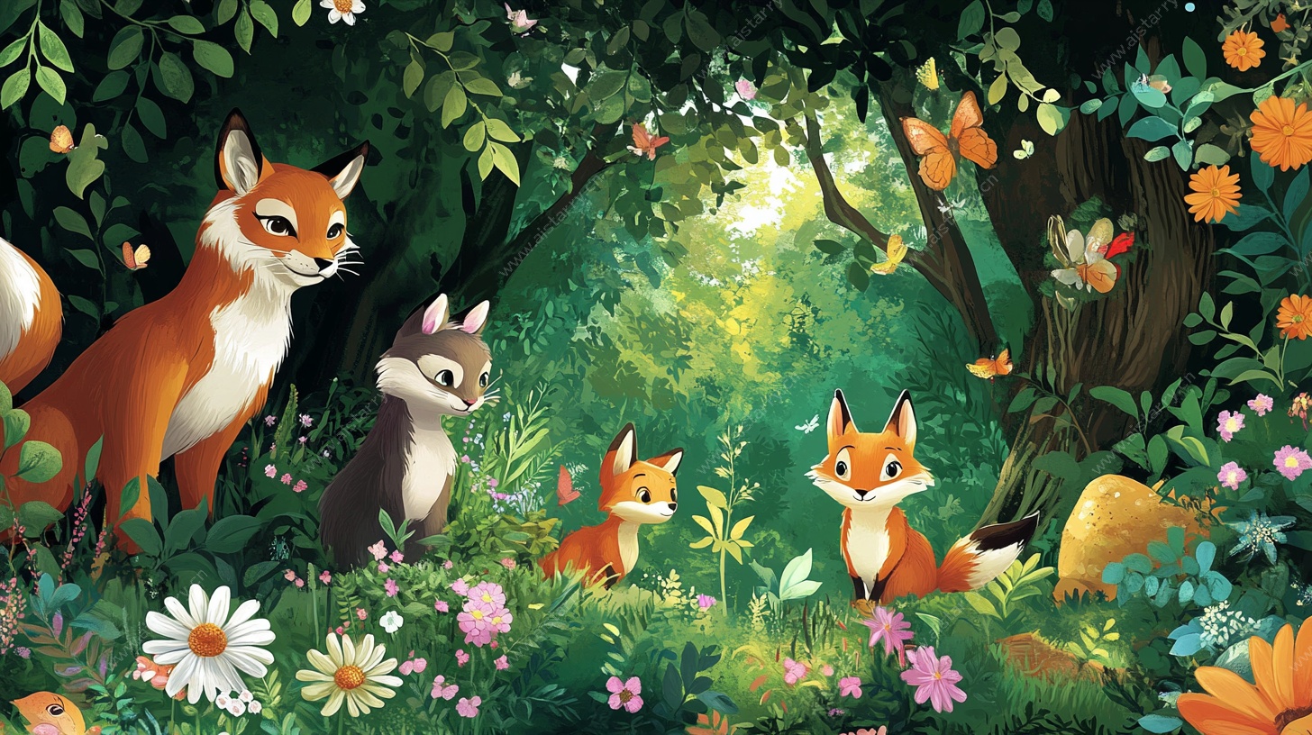 森林中的狐狸一家