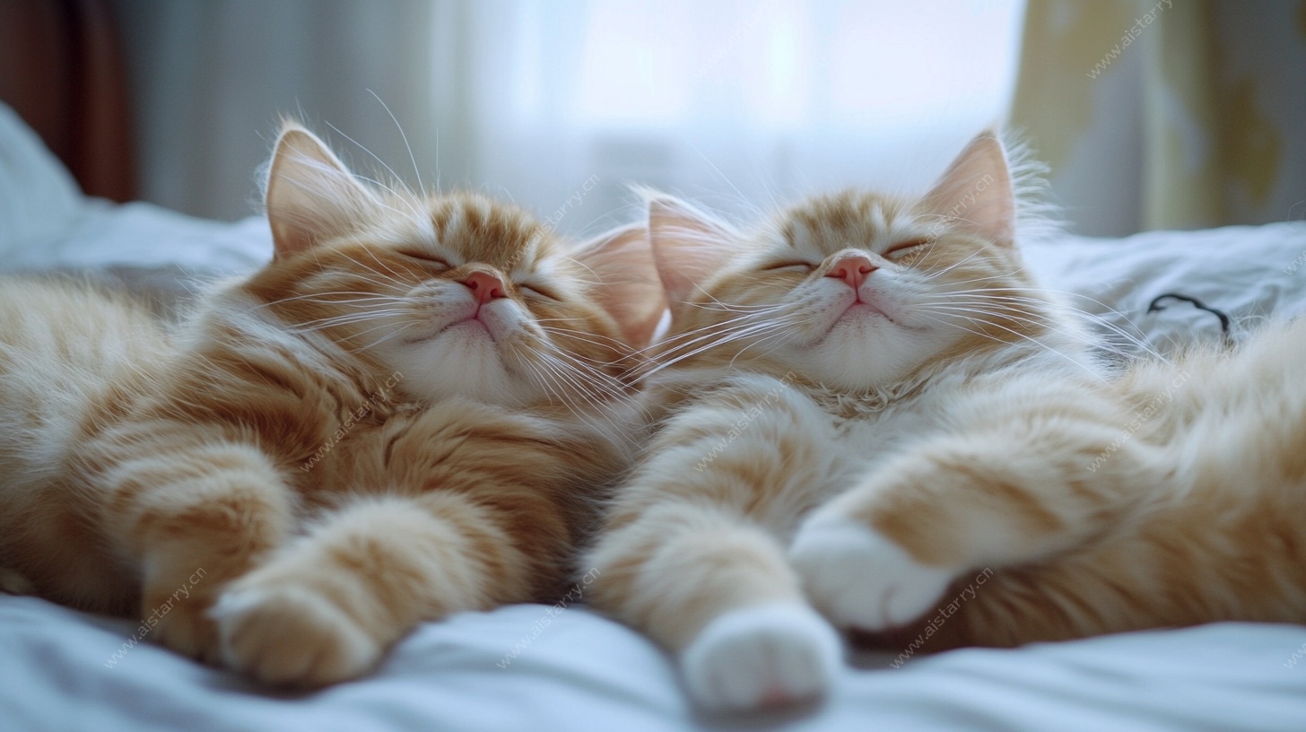 双猫共眠图