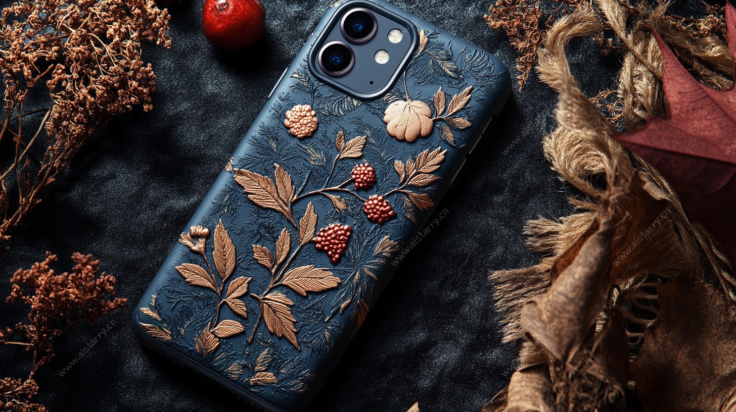 复古风树叶图案手机壳展示