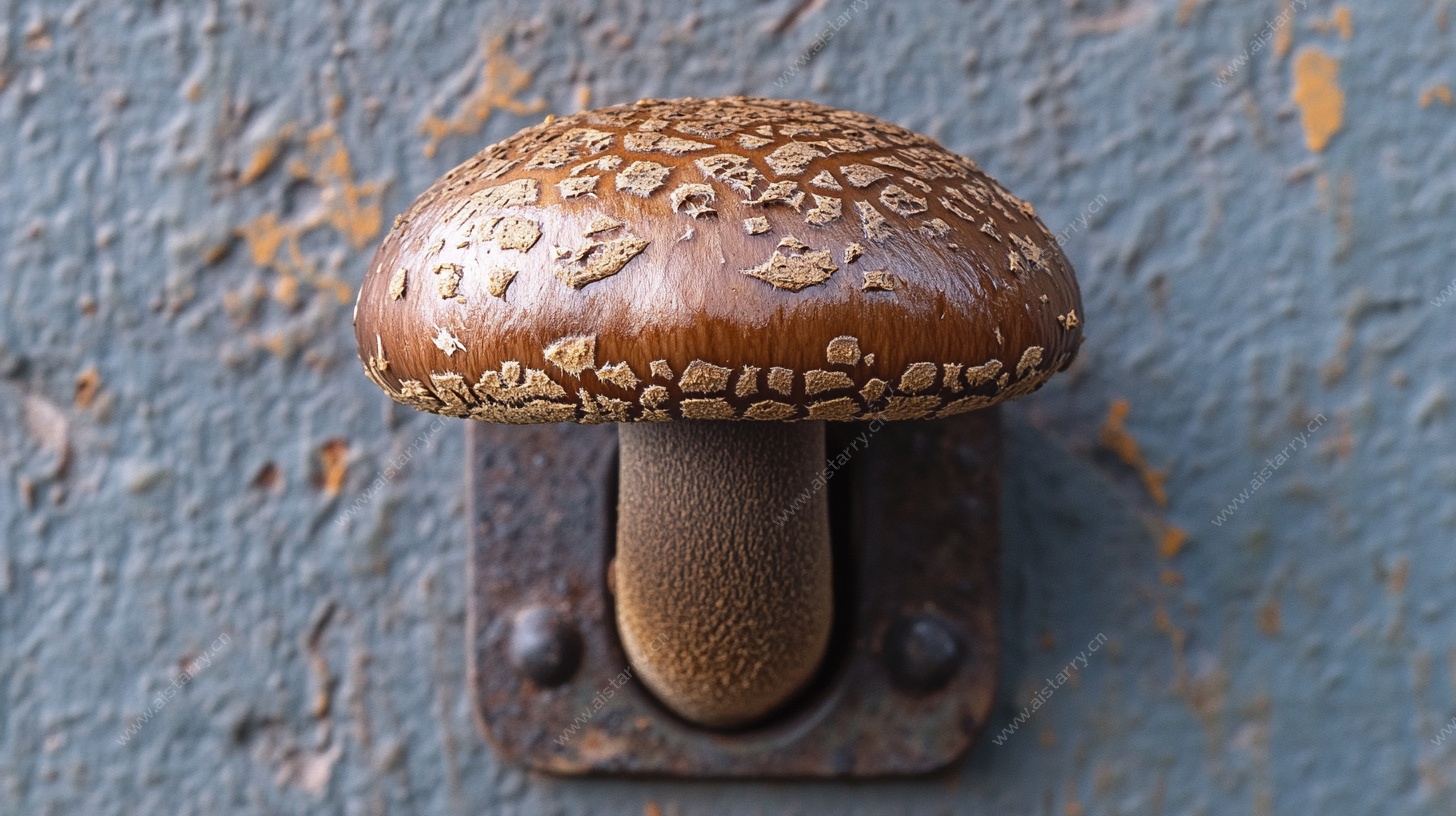 蘑菇造型门把手特写