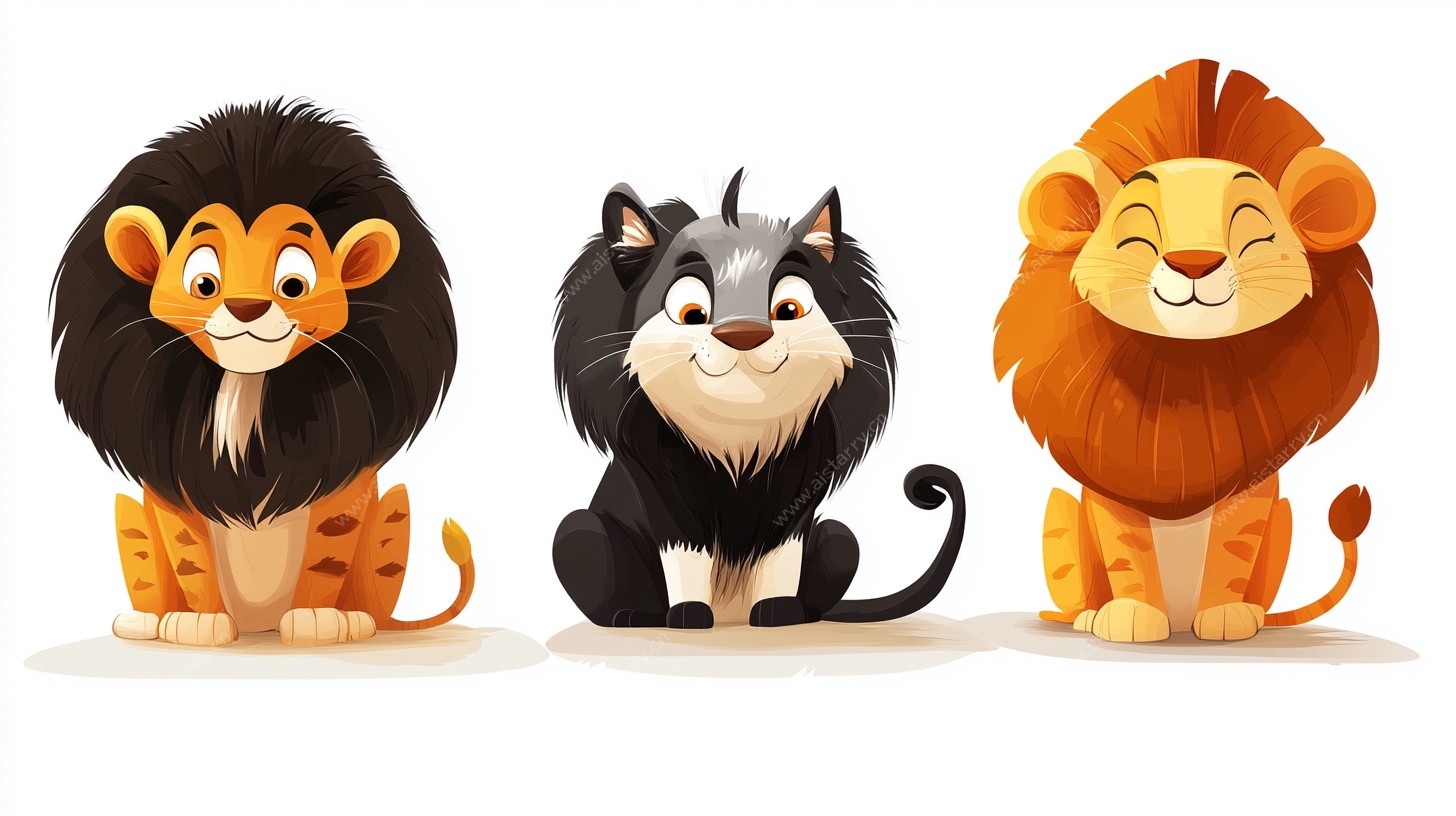 三只萌态狮猫可爱同框