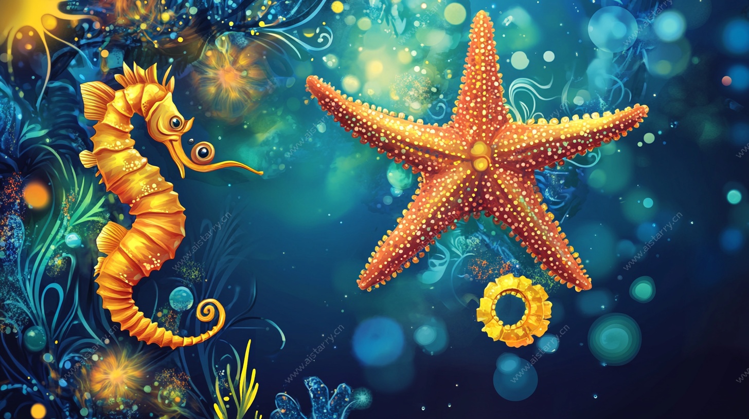 梦幻海洋生物插画